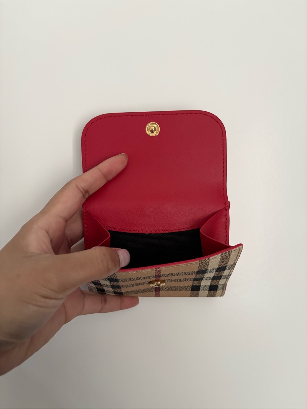 Burberry Red Leather Top Flap Small Wallet - Picture 3 of 6